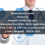 Bioabsorbable Stents Market by Material (Metal/ Polymer), Absorption Rate (Fast, Slow), Application (PAD, CAD,) & End User (Cardiovascular Center, Hospital) - 2019 to 2024