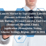 Lancets Market by Type (Safety Lancets (Pressure Activated, Push button, Side Button), Personal Lancets), End User (Homecare, Hospital, Clinic), Application (Hemoglobin Testing, Glucose Testing), Region - 2019 to 2024
